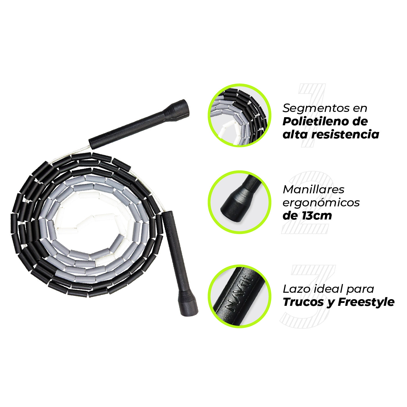 Cuerda Lazo para Saltar Segmentado CrossFit | 7501NEGB