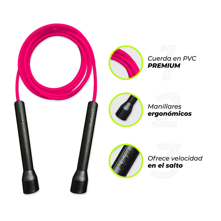 Lazo Cuerda para Saltar | Velocidad, CrossFit | 5mm PVC Premium | Fucsia