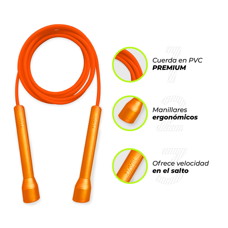 Lazo Cuerda para Saltar | Velocidad, CrossFit | 5mm PVC Premium | BOOST | Naranja