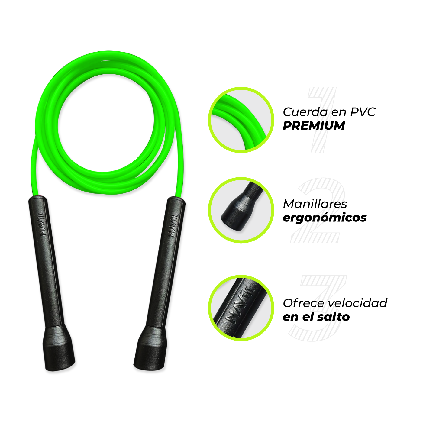 Lazo de Salto 5mm PVC Premium NAVfit Verde Neón